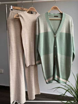 ALAARE TRİKO ÜÇLÜ TAKIM A8-4-8022-08-MİNT-TAŞ - 