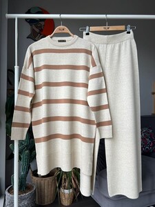 ALDU KALIN ÇİZGİLİ TRİKO TAKIM A8-3-8037-22-TAŞ - 