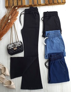 ALES CEPLİ BELİ BAĞCIKLI İSPANYOL KOT PANTOLON C11-6040-01-SİYAH - 