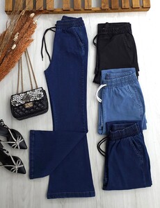 ALES CEPLİ BELİ BAĞCIKLI İSPANYOL KOT PANTOLON C11-6040-57-KOYU KOT - 