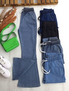 ALES CEPLİ BELİ BAĞCIKLI İSPANYOL KOT PANTOLON C11-6040-69-KAR MAVİ - 