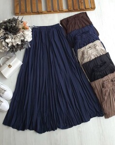 ALIS BELİ LASTİKLİ ASTARLI PONJE KRAŞ ETEK C2-6058-12-LACİVERT - 