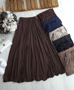 ALIS BELİ LASTİKLİ ASTARLI PONJE KRAŞ ETEK C2-6058-37-KAHVE - 