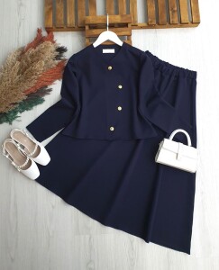 ALNES ÇAPRAZ DÜĞMELİ DOUBLE ETEKLİ TAKIM B3-1-1715-12-LACİVERT - 1