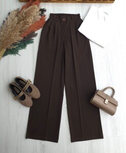 ANKER BELİ LASTİKLİ POLİVİSKON PALAZZO PANTOLON B2-7-6106-37-KAHVE - 1