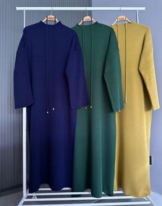 ANYS BOL KOL BELİ BAĞLAMALI TRİKO ELBİSE A9-2-8119-27-ZÜMRÜT - 