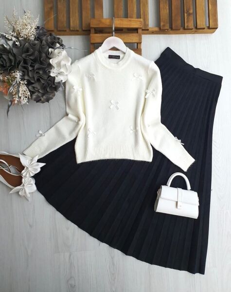 APHE KÜÇÜK KURDALE YUMOŞ KAZAK 8167-20-BEYAZ - 1