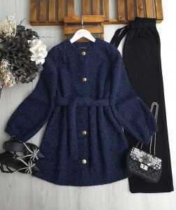 APLEN KEMERLİ ÖNÜ DÜĞMELİ YAN CEPLİ KAŞE KAP 3209-12-LACİVERT - 