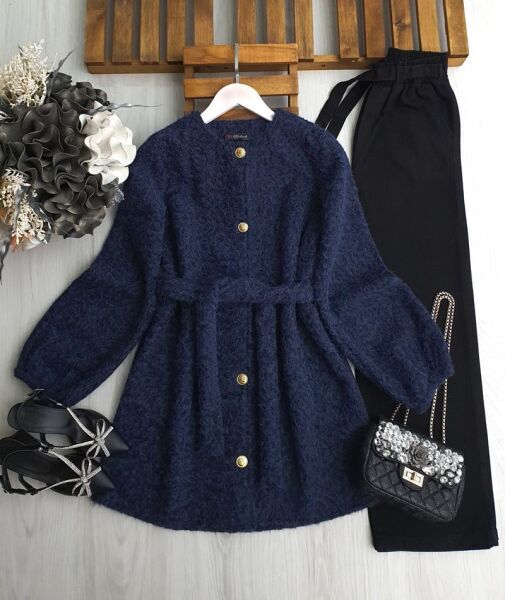 APLEN KEMERLİ ÖNÜ DÜĞMELİ YAN CEPLİ KAŞE KAP 3209-12-LACİVERT - 1