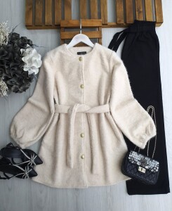 APLEN KEMERLİ ÖNÜ DÜĞMELİ YAN CEPLİ KAŞE KAP 3209-34-BEJ - 