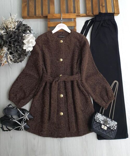 APLEN KEMERLİ ÖNÜ DÜĞMELİ YAN CEPLİ KAŞE KAP 3209-37-KAHVE - 1