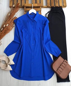 ARSE OMUZDAN V DETAYLI SALAŞ TUNİK B6-4-5437-14-SAKS - 