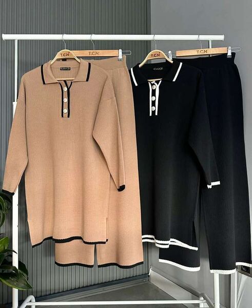 JASLE ŞERİTLİ GÖMLEK YAKA TRİKO TAKIM A9-1-8102-48-BİSKÜVİ - 1