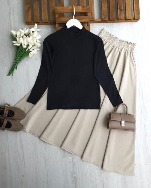 ASPEN YARIM YAKA UZUN KOLLU İÇLİK 5720-01-SİYAH - 1