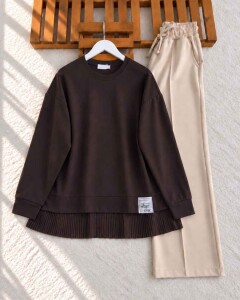 ATBEL ALT PİLİSELİ TÜL SALAŞ TUNİK 50022-37-KAHVE - 
