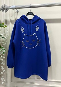 AVEN BALIK VE KEDİ NAKIŞLI ÜÇ İPLİK SWEAT B11-4-5392-14-SAKS - 