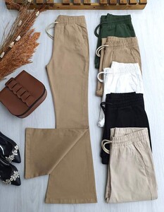 AYFE BELİ LASTİKLİ BAĞCIKLI İSPANYOL GABARDİN PANTOLON C8-6045-43-CAMEL - 