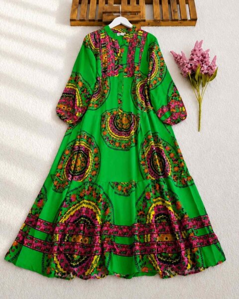 AYSU DESENLİ PATLI YARIM DÜĞMELİ SALAŞ ELBİSE 2302-54-BENETTON - 1