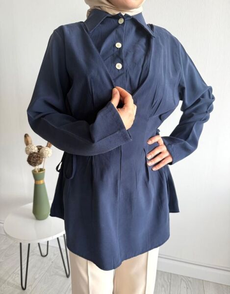 BAJED YANDAN BAĞCIKLI YARIM DÜĞMELİ TUNİK A5-4-5711-12-LACİVERT - 1