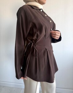 BAJED YANDAN BAĞCIKLI YARIM DÜĞMELİ TUNİK A5-4-5711-37-KAHVE - 2