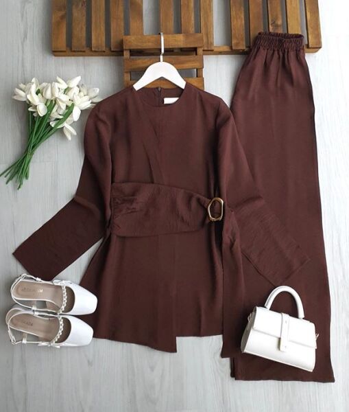 BEDEA GOLD TOKALI YARIM PARÇALI İKİLİ TAKIM 1757-37-KAHVE - 1