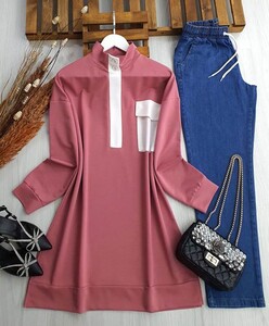 BEENA YAKASI PATLI DÜĞMELİ TEK CEPLİ TUNİK B11-4-5376-16-GÜL - 