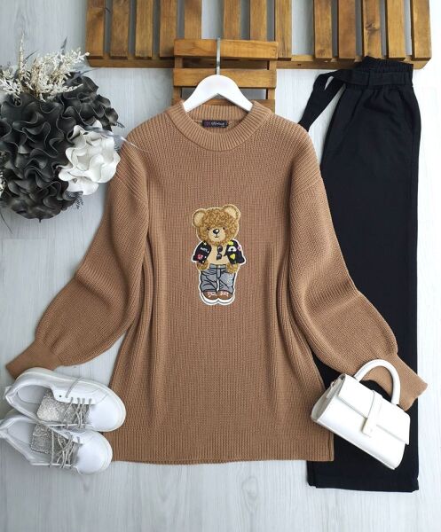 BELGES ÖNÜ AYICIKLI TRİKO TUNİK B3-1-8137-48-BİSKÜVİ - 1