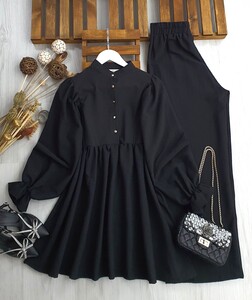 BELS HAKİM YAKA BALON KOL İKİLİ TAKIM C10-23359-01-SİYAH - 