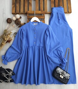 BELS HAKİM YAKA BALON KOL İKİLİ TAKIM C10-23359-14-SAKS MAVİSİ - 