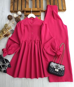 BELS HAKİM YAKA BALON KOL İKİLİ TAKIM C10-23359-28-FUŞYA - 