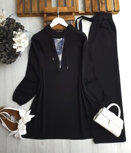 BUCE FERMUARLI KOT GARNİLİ TUNİK B1-2-5623-01-SİYAH - 1