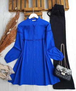 BUSE DANTEL GEÇİŞLİ SALAŞ TUNİK A8-1-5425-14-SAKS - 