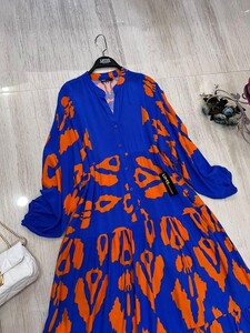 BUYSE PATLI YARIM DÜĞMELİ HAKİM YAKA SALAŞ ELBİSE A10-2-2284-15-ORANJ - 2