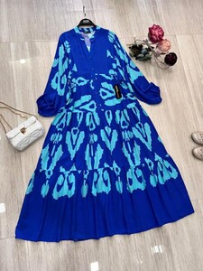 BUYSE PATLI YARIM DÜĞMELİ HAKİM YAKA SALAŞ ELBİSE A10-1-2284-59-TURKUAZ - 