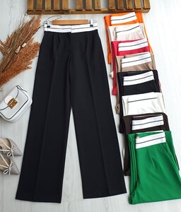 CALP BEYAZ ŞERİTLİ BOL PAÇA PANTOLON B10-3-23264-01-SİYAH - 