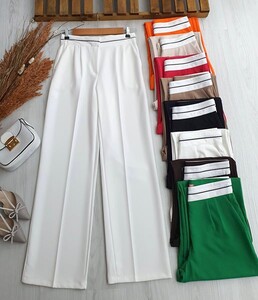 CALP BEYAZ ŞERİTLİ BOL PAÇA PANTOLON B10-3-23264-20-BEYAZ - 