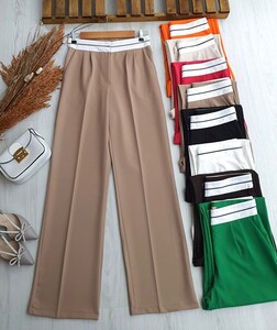 CALP BEYAZ ŞERİTLİ BOL PAÇA PANTOLON B10-3-23264-25-VİZON - 1