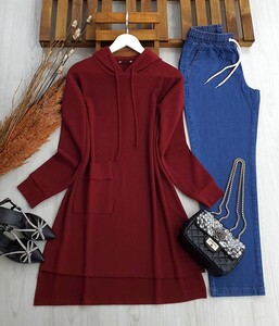 ÇAOL TEK CEPLİ SALAŞ TUNİK B6-3- 5355-04-BORDO - 
