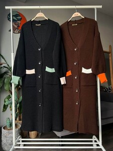 CAPLE RENKLİ CEPLİ TAM BOY TRİKO HIRKA C12-8086-01-SİYAH - 
