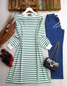 CAVEN ÇİZGİLİ TAMBOY SALAŞ TUNİK B11-4-5374-07-YEŞİL - 