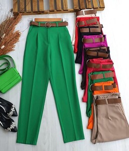 CAYH KEMERLİ BELİ LASTİKLİ HAVUÇ PANTOLON B11-5-23262-07-YEŞİL - 1