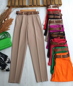 CAYH KEMERLİ BELİ LASTİKLİ HAVUÇ PANTOLON B11-5-23262-25-VİZON - 