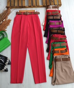 CAYH KEMERLİ BELİ LASTİKLİ HAVUÇ PANTOLON B11-5-23262-31-VİŞNE - 1