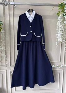 CEMRE ÇİFT DÜĞME NAKIŞLI ÜÇLÜ TAKIM B2-1-1531-12-LACİVERT - 