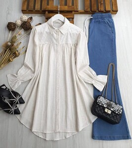 CEYN DANTELLİ KOLU LASTİKLİ TUNİK C10-5332-39-KREM - 