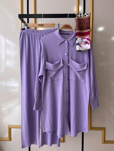 ÇİFT CEPLİ DÜĞMELİ SALAŞ İKİLİ TAKIM B11-2-1263-32-LİLA - 