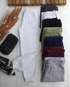 COLS DİKİŞ ÇİZGİLİ ÜÇ İPLİK ŞARDONLU PANTOLON 6051-55-AÇIK GRİ - 