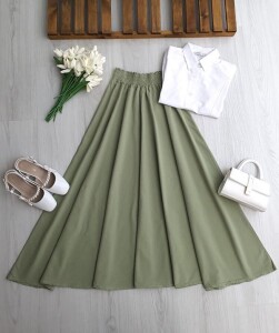 COPHA BELİ LASTİKLİ KİLOŞ KETEN ETEK A6-6-6121-08-MİNT - 