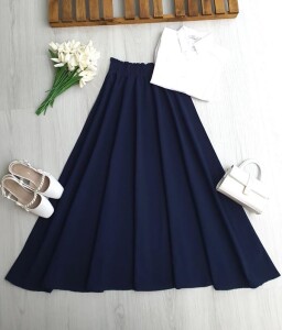 COPHA BELİ LASTİKLİ KİLOŞ KETEN ETEK 6121-12-LACİVERT - 1