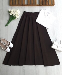 COPHA BELİ LASTİKLİ KİLOŞ KETEN ETEK A6-6-6121-37-KAHVE - 